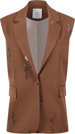Nukus Nukus - Chlo Gilet Paillet - Dames - Jassen - Bruin - Maat: M Poliester
