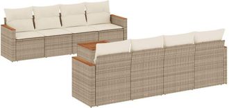 vidaXL Set De Sof&aacute;s De Jard&iacute;n 9 Pzas Con Cojines Rat&aacute;n Sint&eacute;tico Beige Vidaxl