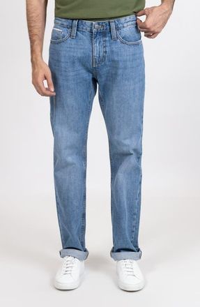 Brisk Slim Straight Selvedge Stud Jeans in Light Medium Wash at Nordstrom, Size 42 X 32