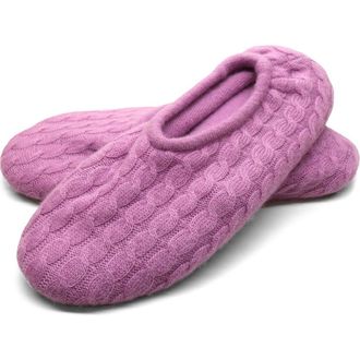 Portolano Mini Cable Knit Slippers in Bright Lilac at Nordstrom Rack, Size Medium