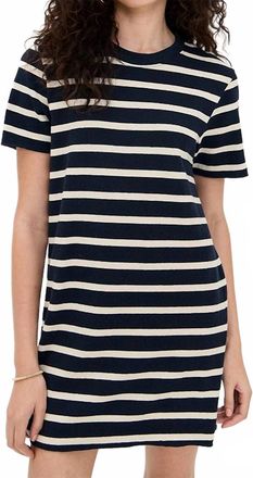 perfectwhitetee Rhett Dress In Navy/natural Stripe