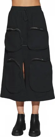 Mustard Seed Cargo Midi Skirt In Black