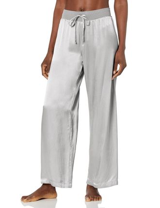 Pj Harlow Womens Jolie Satin Pant Pajama Bottoms, Dark Silver, X-Large
