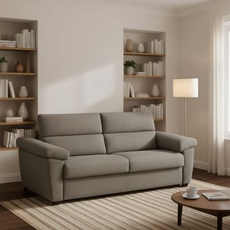Dmora Sof&aacute; Cama 2 Plazas Seui, Desenfundable, Con Almacenaje Made In Italy, Apertura De Abatir, 185x95 Cm Gris Tortora