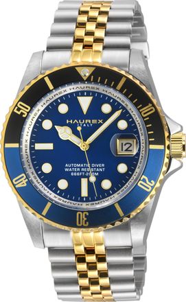 Haurex Mens Eterno Black Blue Bezel Dial Two Toned Stainless steel Watch - One Size