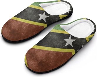 Generic Saint Vincent Flag Cotton Slipper for Women Indoor Outdoor House Shoes Anti-Skid Slippers with Rubber Sole