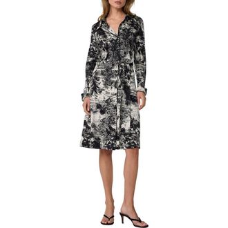 Diane Von F&uuml;rstenberg Diane Toile Print Long Sleeve Jersey Shirtdress in Paysage Black at Nordstrom, Size X-Small