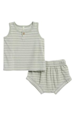 Rylee + Cru Terry Tank & Shorts Set in Seafoam at Nordstrom, Size 18-24M