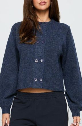 Princess Polly Kammi Double Button Crop Cardigan in Navy at Nordstrom, Size X-Small