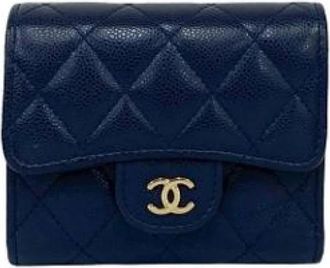 Chanel Pre-owned Vintage leren portemonnee - Dames - Vintage Accessoires - Blauw - ONE Size - Leer - Vintage