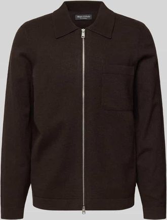 Marc O'Polo Regular Fit Strickjacke aus Schurwoll-Mix in Dunkelbraun, Größe XL