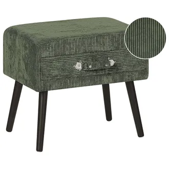 Beliani Beliani - Mesita De Noche Con Almacenaje Tapizada En Pana Verde Patas Negras 46 X 50 X 35 Cm En Forma De Maleta Eurostar