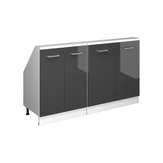 Vicco Armario De Cocina Para Techo Inclinado R-line, Antracita Brillo Intenso/blanco, 140 Cm Lote De 2, Vicco