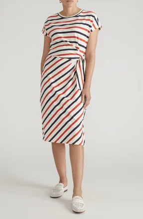 Universal Standard Crescent Knot T-Shirt Dress in Red/white/blue Stripe at Nordstrom, Size Xxx-Large