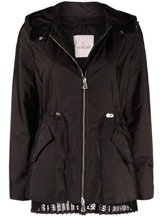 Moncler Parka met afwerking van kant - Zwart