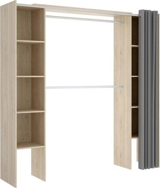 Dmora Dmora - Gran Armario Manaslu, Muebles De Dormitorio, Vestidor, Armario De Ropa, 180x50 H205 Cm, Roble