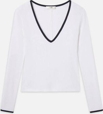 Frame Denim Womens The Sporty V Neck Top In White