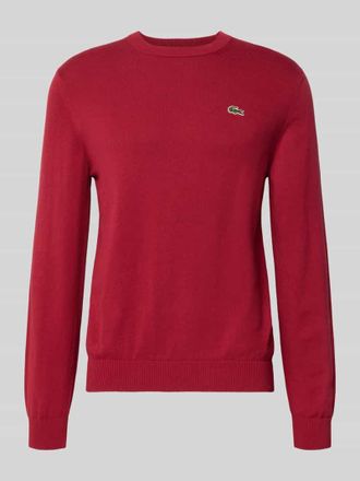 Lacoste Regular Fit Strickpullover aus Baumwoll-Mix in Bordeaux, Gr&ouml;&szlig;e L