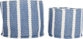 Foreside Home And Garden Set of 2 Hand Woven Bins Blue Striped Cotton at Nordstrom