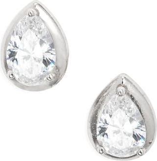 Nordstrom Cubic Zirconia Teardrop Earrings in Platinum Plated at Nordstrom Rack
