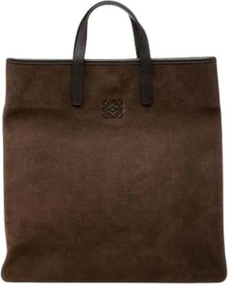 Loewe Pre-owned Tote Bags, female, Brown, Size: ONE SIZE Pre-owned Suede Tote