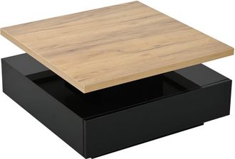 Urban Meuble Mesa de centro de madera y color negro con tablero giratorio 360&deg;