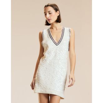 Cynthia Rowley Sequin V-neck Mini Knit Dress