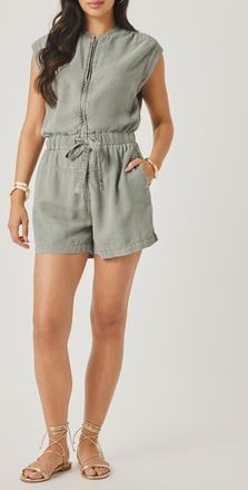 Splendid Rosalie Tie Waist Romper in Eucalyptus Green at Nordstrom, Size X-Small