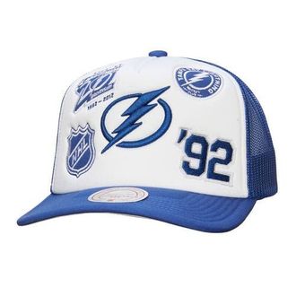 Mitchell & Ness Mens Mitchell & Ness White/Blue Tampa Bay Lightning Gridlock Trucker Adjustable Hat at Nordstrom