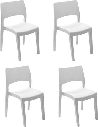 Dmora Conjunto De 4 Sillas De Exterior Tropea, Asiento De Jard&iacute;n, Para Interior O Exterior, Apilables, Fabricado En Italia, 50x51 H82 Cm, Antracita - Dmora