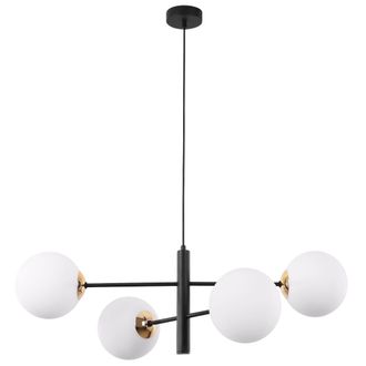 OEM L&aacute;mpara Colgante Vicenza Negra Y Dorada 4 Pantallas Planas Blancas E14