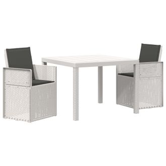 vidaXL Set Da Pranzo Per Giardino 3 Pz Bianco E Antracite Pp Vidaxl