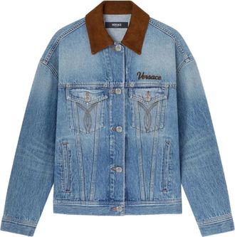 Versace Denim Katoenen Jas - Dames - Spijkerjassen - Blauw - XS - Katoen - Jassen