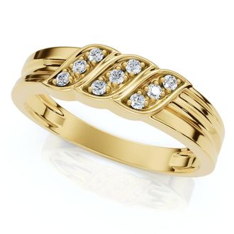 Pompeii3 Mens Diamond Ring 14k Gold Wedding Ring 9-Stone Lab Grown