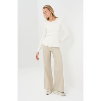 Anatomie Kris Double Collared Rib Pointelle Texture Sweater in Ivory at Nordstrom, Size X-Large