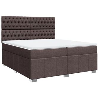 vidaXL Vidaxl - Cama Box Spring Con Colch&oacute;n Tela Marr&oacute;n Oscuro 200x200 Cm