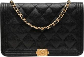 Chanel Pre-owned Boy Wallet on Chain - Dames - Vintage Schoudertas - Zwart - ONE Size - Leer - Vintage