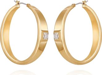 Vince Camuto Bezel Set Crystal Hoop Earrings in Goldtone4 at Nordstrom Rack