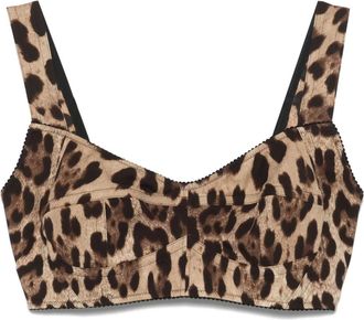 Dolce & Gabbana Top corto in misto seta - - Tops - Donna - Marrone - L
