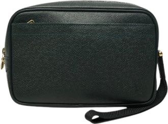 Louis Vuitton Pre-owned Clutches, male, Green, Size: ONE SIZE Pre-owned Taiga Leather Clutch Bag