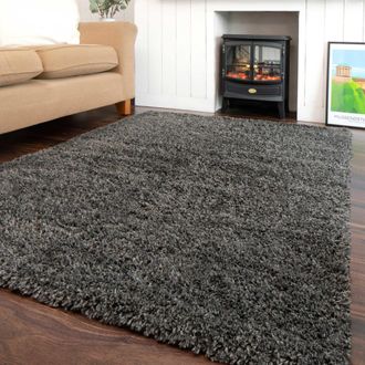 Kukoon Slate Grey Super Soft Shaggy Rug in Dark Grey | Size: 240 cm x 330 cm