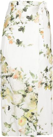 Erdem Hermia linen midi skirt - women - Linen/Flax - 10 - Green