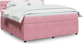 vidaXL Vidaxl - Cama Box Spring Con Colch&oacute;n Terciopelo Rosa 180x200 Cm