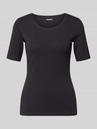 Jake*s Casual Slim Fit T-Shirt aus reiner Baumwolle in Black, Gr&ouml;&szlig;e XXL