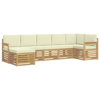 vidaXL Conjunto De Sof&aacute;s De Exterior 7 Pcs Blanco Y Crema Vidaxl