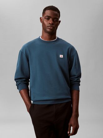 Calvin Klein Jeans Sweatshirt CALVIN KLEIN JEANS 400GSM TRRY BDG CRWN, Herren, Gr. XXL, navy teal, Sweatware, Obermaterial: 100% Baumwolle, klassisch normal, Rundhals, B