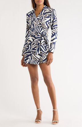 Diane Von F&uuml;rstenberg Riley Long Sleeve Minidress in Savanna Shadow Navy at Nordstrom Rack, Size Xx-Small
