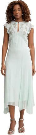 Twinset Flared Midi Jurk - Dames - Feestkleedjes - Blauw - XS - Polyester - Kleedjes