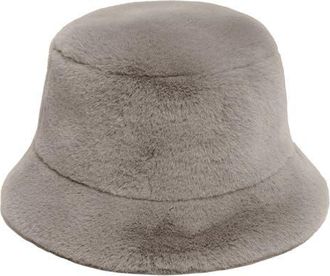 Apparis Amara Pluche Faux Fur Bucket Hat in Granite at Nordstrom