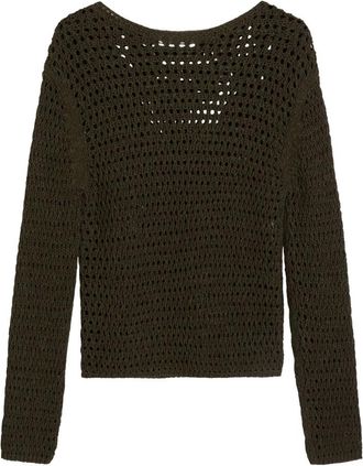 Marc O'Polo Truien & Vesten, Dames, Bruin, XL, Katoen, Open-knit Sweater